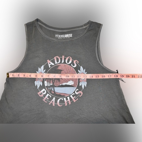 Amuse Society ADIOS BEACHES TANK Size M, Gray - Picture 4 of 6